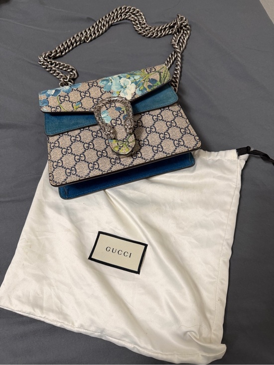 Gucci Handbags - Gucci Blue Floral GG Supreme Mini Crossbody Bag
